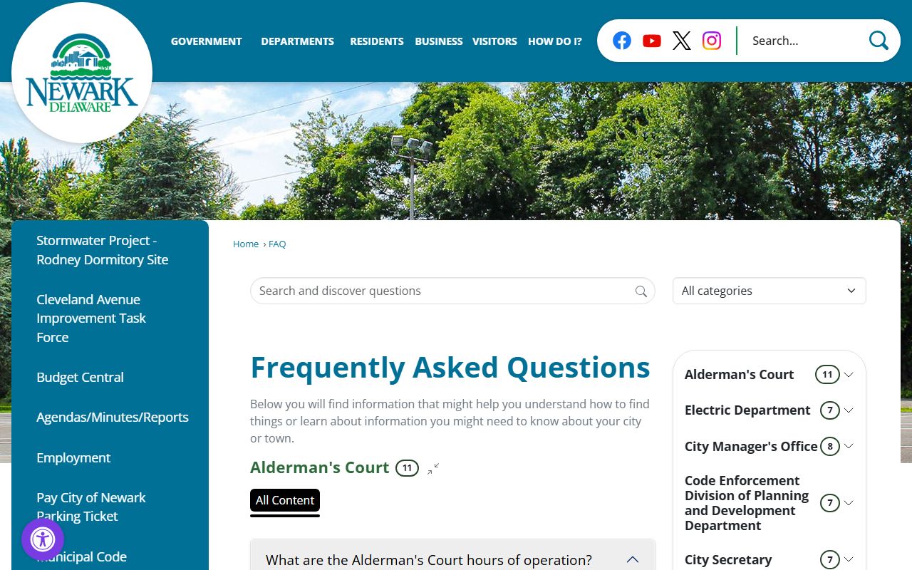 Newark Alderman's Court FAQ for traffic court records and violation payments