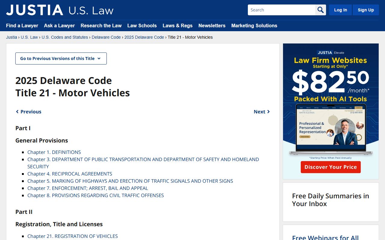 Delaware DUI traffic statutes Title 21 penalties and court record implications